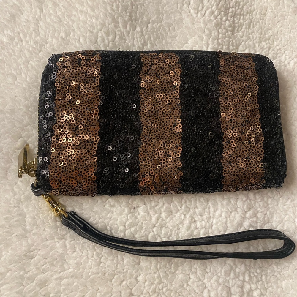 Sequin Clutch - Black and Brown